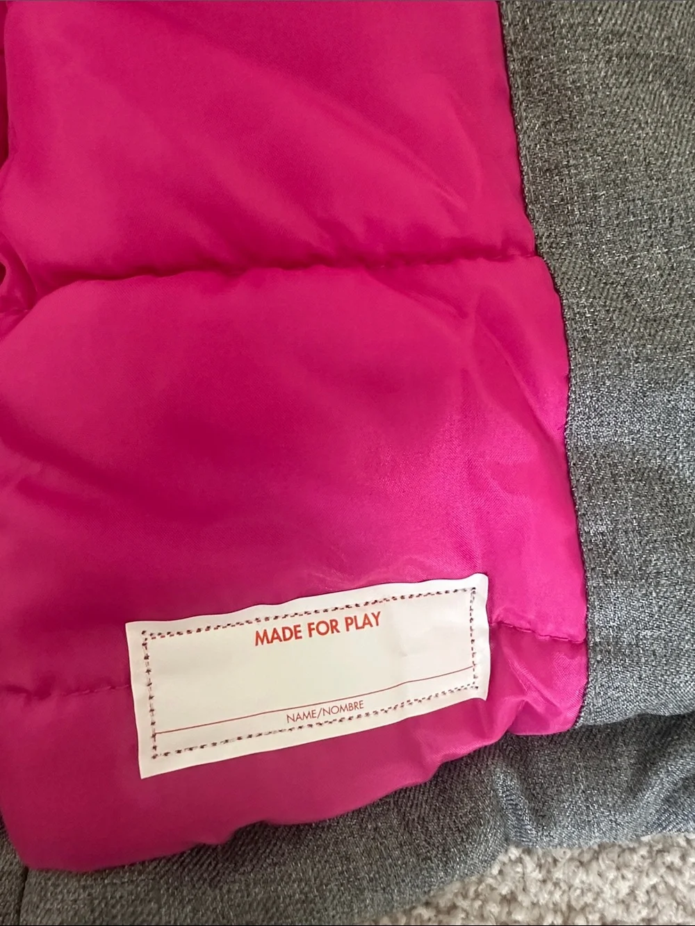Cat & Jack Gray Coat with Bright Pink Lining and Faux Fur Hood - Picture 3 of 4